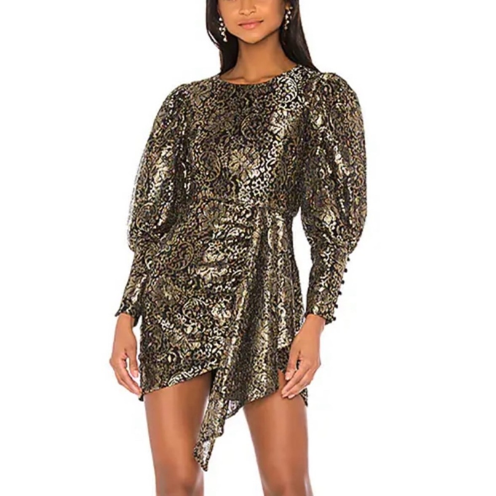 Camila Coelho Metallic Gold Mini Dress